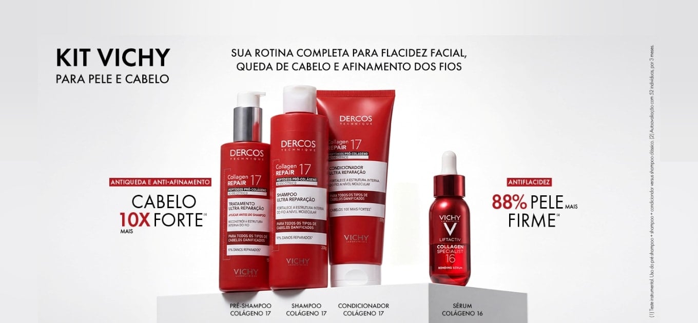 Kit Vichy para pele e cabelo.