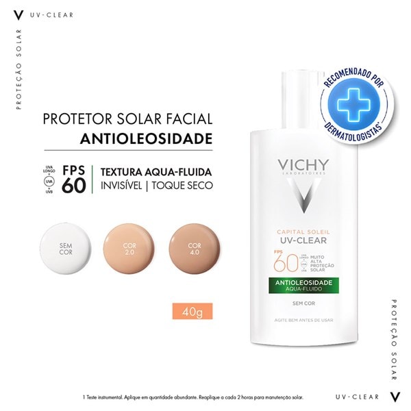 CAPITAL SOLEIL Protetor Solar Facial UV Clear FPS60 40g