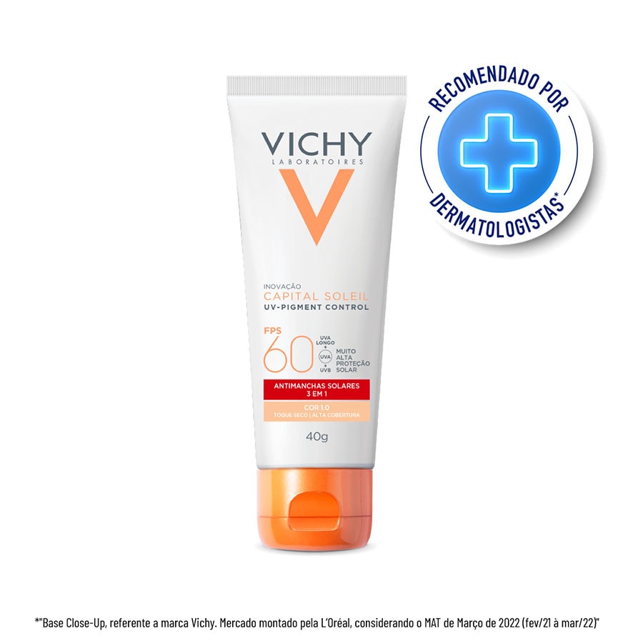 CAPITAL SOLEIL PROTETOR SOLAR FACIAL COM COR UV-PIGMENT CONTROL FPS60