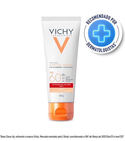 CAPITAL SOLEIL PROTETOR SOLAR FACIAL COM COR UV-PIGMENT CONTROL FPS60