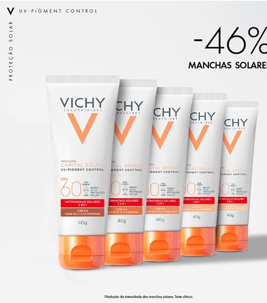 CAPITAL SOLEIL PROTETOR SOLAR FACIAL COM COR UV-PIGMENT CONTROL FPS60