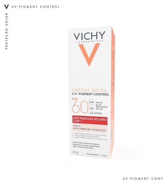 CAPITAL SOLEIL PROTETOR SOLAR FACIAL COM COR UV-PIGMENT CONTROL FPS60