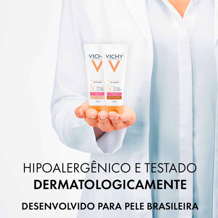 Protetor Solar Facial Vichy UV-Glow FPS60 Com Cor 40g