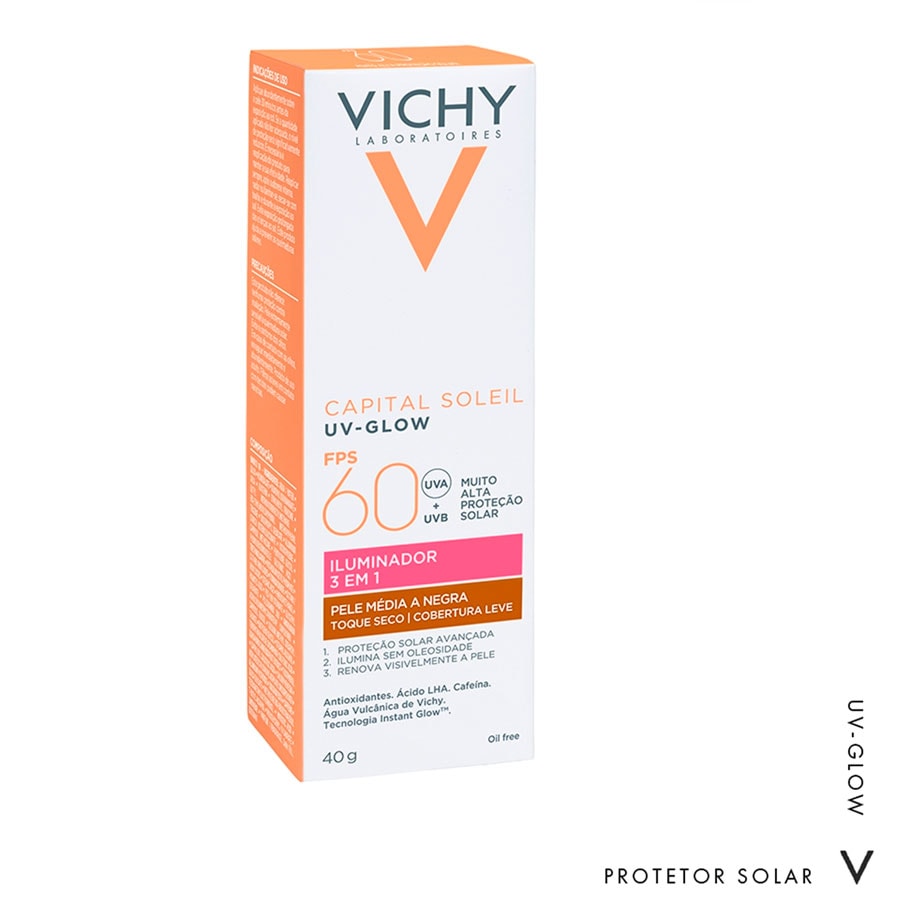 Protetor Solar Facial Vichy UV-Glow FPS60 Com Cor 40g