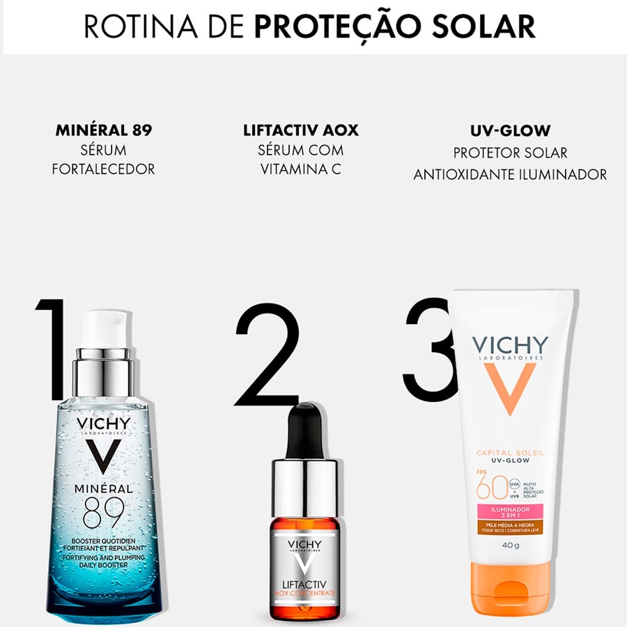 Protetor Solar Facial Vichy UV-Glow FPS60 Com Cor 40g