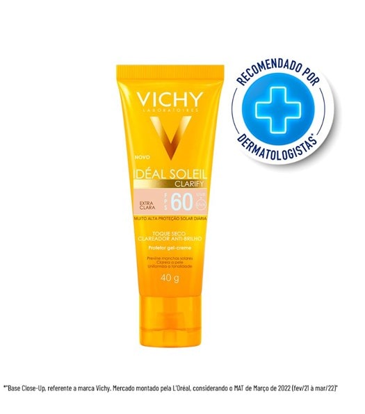 Protetor Solar Facial Vichy Ideal Soleil Clarify FPS60 - 40g - Extra clara