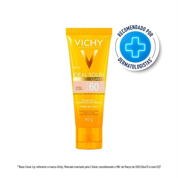 Protetor Solar Facial Vichy Ideal Soleil Clarify FPS60 - 40g - Extra clara
