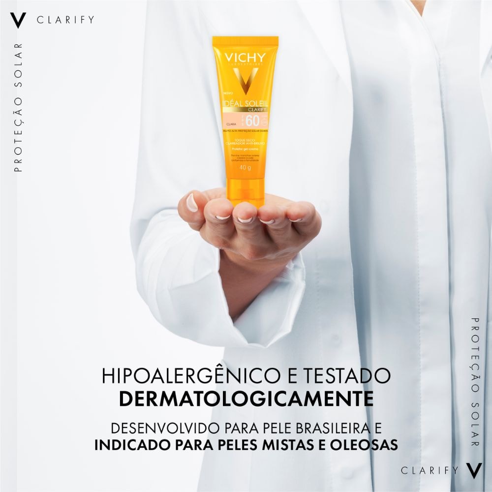 Protetor Solar Facial Vichy Ideal Soleil Clarify FPS60 - 40g - Extra clara