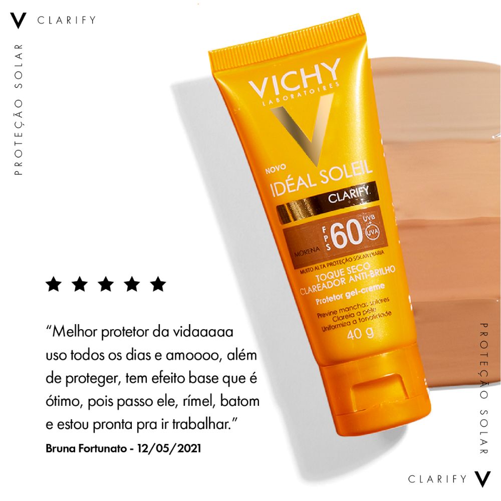 Protetor Solar Facial Vichy Ideal Soleil Clarify FPS60 - 40g