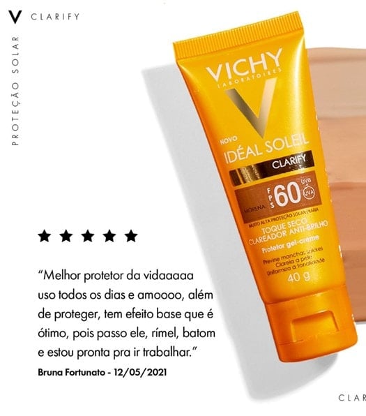 Protetor Solar Facial Vichy Ideal Soleil Clarify FPS60 - 40g