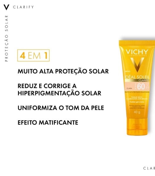Protetor Solar Facial Vichy Ideal Soleil Clarify FPS60 - 40g